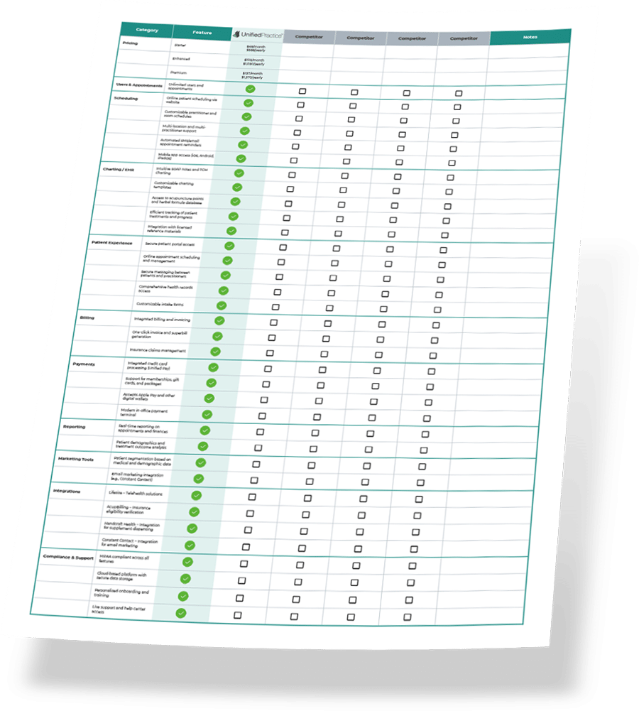 Comparison checklist image